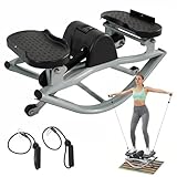HXD-ERGO Rock Stepper with Elastic Resistance Bands & Anti-Slip Mat, Side-to-Side Lateral Rocking Motion, Digital Display & High-Capacity Design for Home Leg Glute Workout