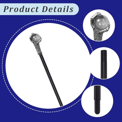 Image of GORGECRAFT 103.9cm Dragon Claw Cane Egyptian Staff Scepter Detachable Vintage Walking Sticks with Antique Silver Claw Head Plastic Cosplay Wand for Witches Wizards Halloween Dress Up Party Accessories