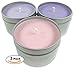 Candlecopia Evening Bath, Pink Sugar and Love Spell Strongly Scented Sustainable Vegan Natural Soy Travel Tin Candles, 3-Pack