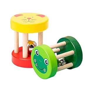 TOYANDONA 2 stks Baby Rammelaar Bell Houten Baby Hand Jingle Bells Speelgoed Montessori Rammelaar Rolling Speelgoed…