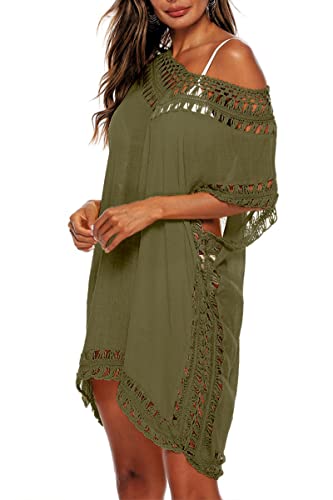 Image of Adisputent Womens Swimsuits Cover Ups Crochet Chiffon Beach Cover Bathing Suit Bikini Wear Coverups Dress