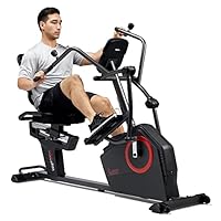 Sunny Health & Fitness Elektromagnetisches Liege-Crosstrainer-Übungs-Ellipsenfahrrad mit Armtrainern, SunnyFit®-App-Konnektivität – SF-RBE4886SMART