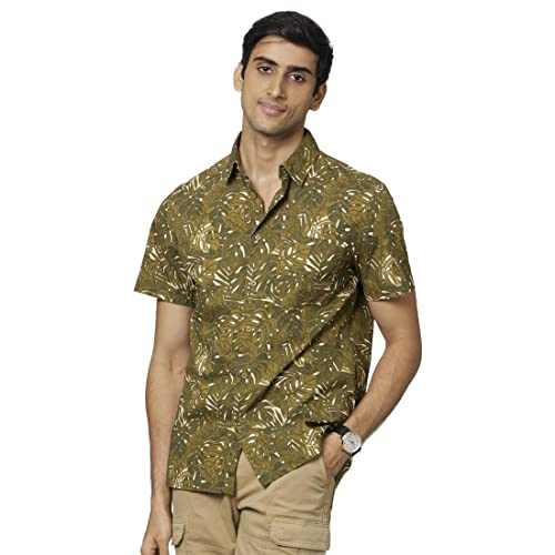 Image of Celio Printed Green Short Sleeves Shirts