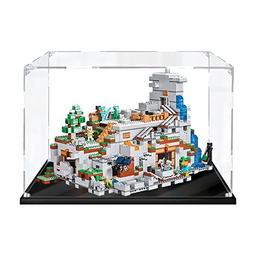 MOFOCO Acryl Vitrine Box Für Lego 21137 Höhle Konstruktionsspielzeug, Acryl Vitrine, Durchsichtige Display Box Mit Schwarzem Sockel Staubdichte Aufbewahrungsvitrine 55X35x35cm 2mm Cover