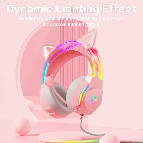 Auriculares de gato RGB para PC y Switch con audio 7.1 2