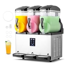 ROVSUN 12 Gallon/45L Commercial Slushy Machine Margarita Machine, 15L X 3 Tanks Slushie Machine Frozen Drink Machine Efficient Cooling Stainless Steel for Home Restaurant Bar Party Cafes 110V/60HZ