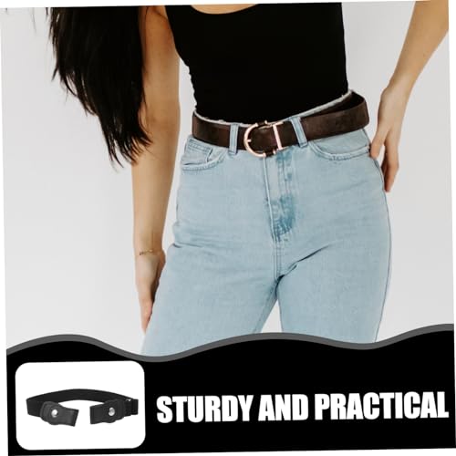 NOLITOY No Buckle Elastic Waist Belt Unisex Adjustable Stretch Dress Belt for Jeans Pants Black Decorative with Comfortable Artificial Leather and Cloth Materials2