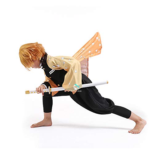 [BASETAKE] 我妻 善逸 子供用 鬼滅の刃 きめつのやいば コスプレ 子供 仮装 あがつま ぜんいつ こすぷれ 子供服 こどものcosplay 衣装 キッズ ハロウィン コスチューム ギフト プレゼント 文化祭 学園祭 cosplay 変装 (110, 我妻 善逸)