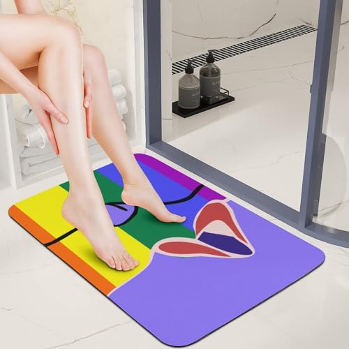 Juego de cortinas de ducha Rainbow Kiss de 4 piezas con alfombrilla para baño 2