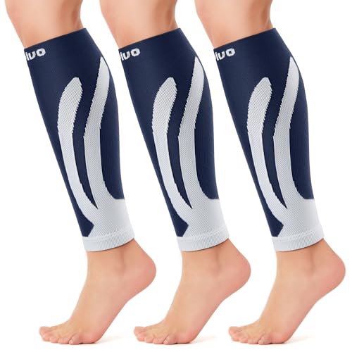 Image of CAMBIVO Calf Compression Sleeve 3 Pairs Footless Compression Socks Running