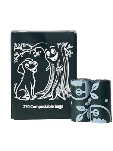 Image of Porus 100% certified home compostable pet waste bags - ASTM D6400 EN13432 & TUV Austria Home compostable compliant. Extra large dog poop bags rolls for dogs of every size [18 rolls /box =270 bags].