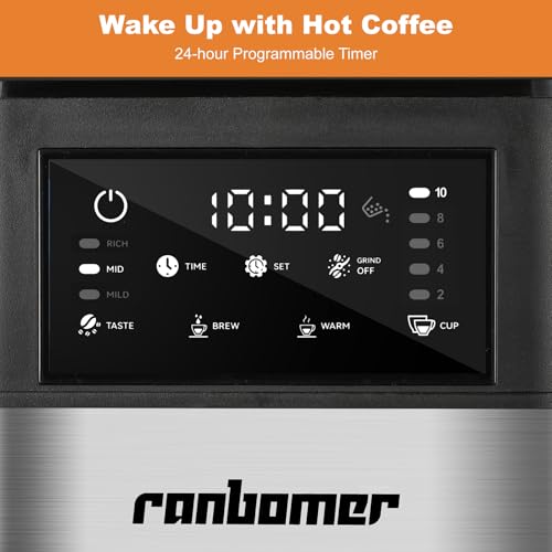 Ranbomer Coffee Maker With Grinder, 10 Cup Coffee Machine,Programmable Grind & Brew thumb #4