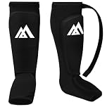 Flintronic Shin Guards, Neoprene Shin Pads for Kickboxing Muay Thai, Leg & Foot Shin Instep Guard, Elasticated Leg Support, for Sparring and Grappling, MMA, Kickboxing, Mixed Martial Arts, S