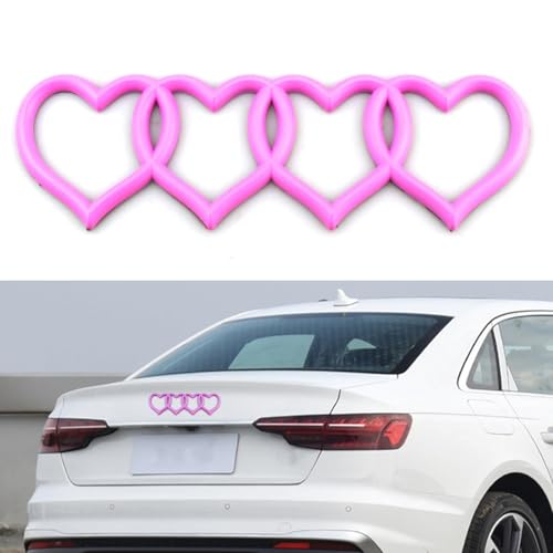 Image of Love Logo Rear Trunk Badge, Car Tail Replacement 3D Decorative Sticker (Pink)