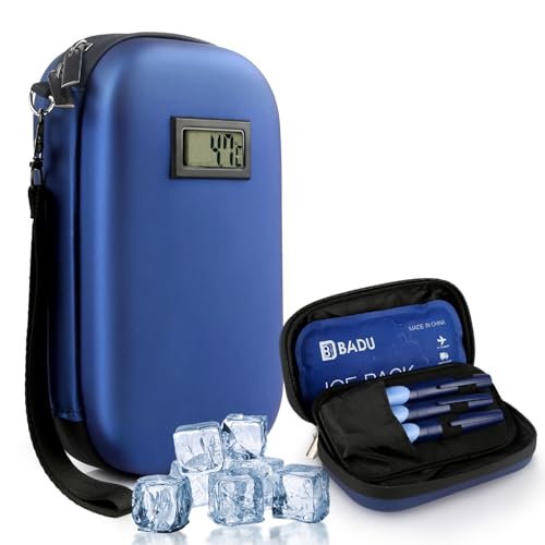 HIMDUZE Glacière à insuline approuvée par la TSA pour voyage avec thermomètre, affichage de la température, sac de voyage pour diabétique avec 1 blocs...