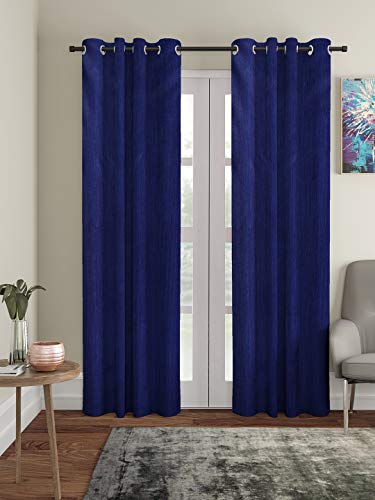 Image of Home Sizzler Long Crush 2 Piece Blue Door Curtain, 7 feet