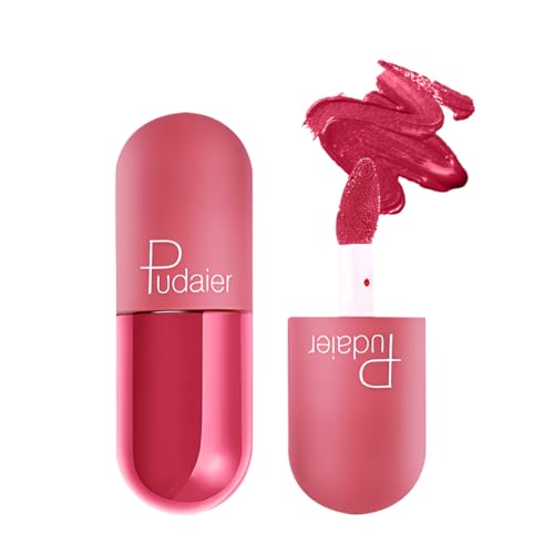 Image of Multibrite Mini Capsule Lip Glaze Women Matte Liquid Lip Gloss Beauty Glaze Waterproof Long-Lasting Non-Stick Smooth Lipstick (Coral Red 911)