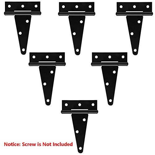 6Pack 6 Inch T Strap Heavy Duty Shed Hinge Gate Strap Hinge Door Barn Gates Hinges Black Wrought Hardware Iron #TOP1