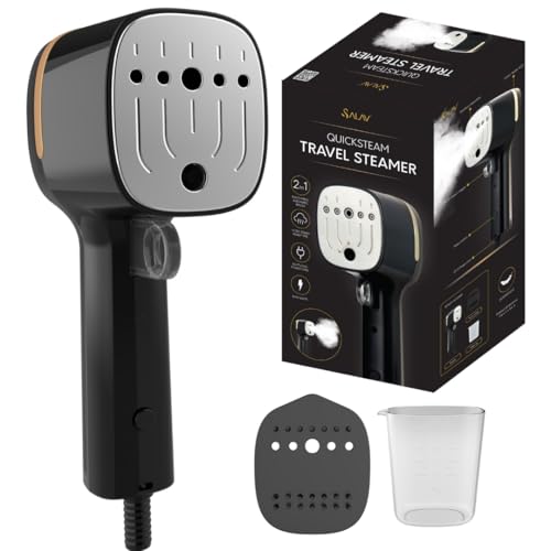 SALAV® Quicksteam Portable Travel Hand Held Garment Steamer for Clothes, 10 seconds Fast Heating Time, Removes Wrinkles on Clothes and Fabrics, No Drip Steam, Stainless Steel Plate