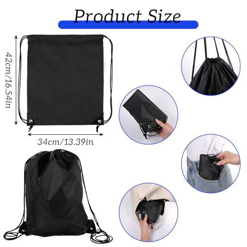 Prasacco 2 Pcs Drawstring Bags Drawstring Backpack Black Draw String Bag Cinch Bag String Backpack for Men Women Sports Gym Travel Swimming Beach - Image 3