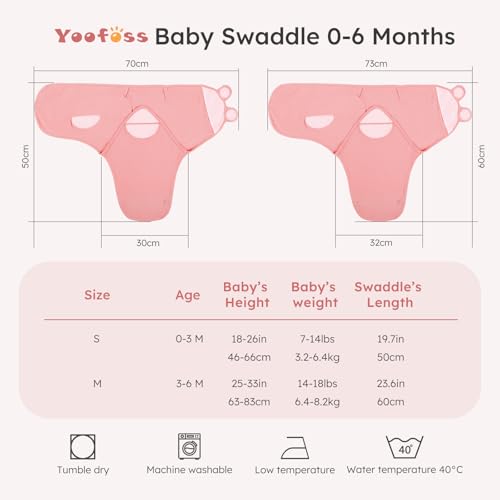 Yoofoss Baby Swaddles for Newborns 100% Organic Cotton, Adjustable Swaddle Sleep Sack 0-3 Months Newborn Swaddle Sack, Breathable Soft(Small)