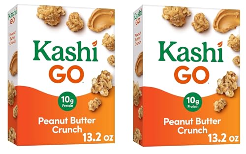Generic.Kashigo.Cold Breakfast Cereal - Vegan Protein - Fiber Cereal - Peanut Butter Crunch -13.2 Oz Box (2 Boxes)