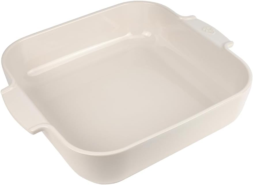 Appolia Square Oven Dish - Ceramic Baker with Handles - Ecru, 11.5 x 3 inches