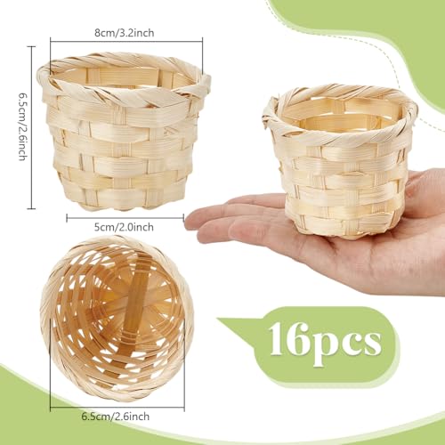 PH PandaHall 16pcs Small Wood Woven Baskets Mini Woven Basket Straw Basket Mini Baskets for Favors Centerpieces Home Decorations Fairy Garden Grocery Gifts Straw Picnic Berry, 3.2x2.6 inch by PH PandaHall - Used condition - Image 3