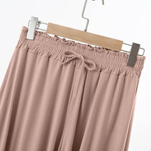 Image of HGps8w Women's Modal Soft Summer Pajamas Sets, Loose V Neck Short Sleeve Top Joggers Pants Matching 2 Piece Lounge Outfits