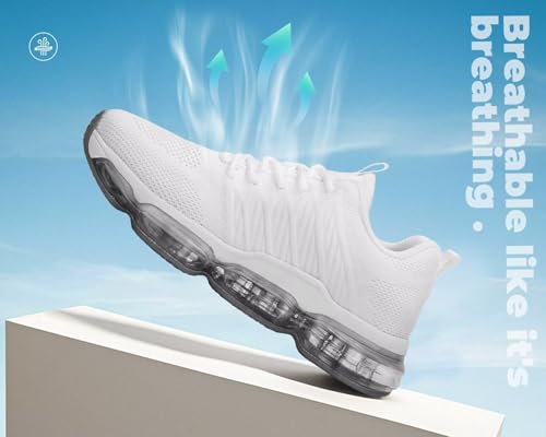Image of Womens Air Cushion Running Shoes Walking Jogging Fitness Gym Fashion Sneakers Lace Up Casual Comfortable Work Tennis Sport Athletic Trainers