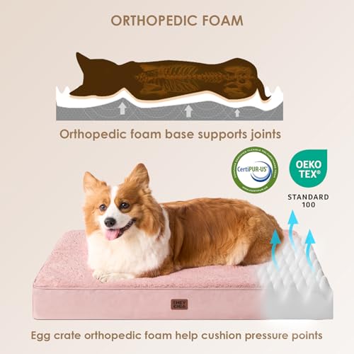 Image of EHEYCIGA Orthopedic Dog Bed Large with Removable Washable Cover, 36IN Pink