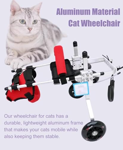 Katze Rollstuhl für Hinterbeine, Aluminium Haustier Rollstuhl, Gehhilfe Ausrüstung, auf Rädern Handwagen (Größe M)
