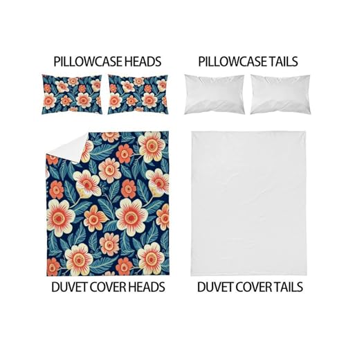Housse de couette microfibres fleurs bohèmes 200x200 parure 3 pièces - 4