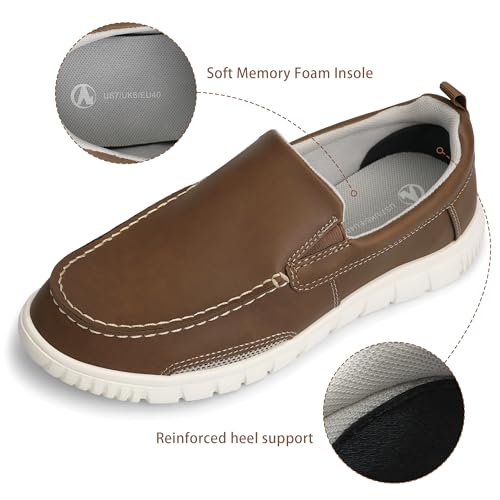festooning Men's Loafers Arch Support Moccasin Faux Leather Slip On Loafer Comfy Lightweight Casual Vintage Flat Walking Shoes4