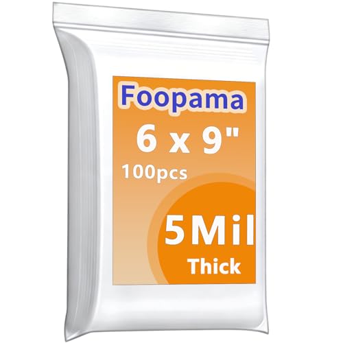 100 PCS 6"x 9" Thick 5 Mil Seal Reclosable Clear Zip Poly Lock Plastic Bags