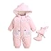 Elonglin Unisexe Bébé Combinaison Grenouillère Barboteuse Coton Costume Enfants Body à Capuche Avec Chaussure Pyjama Animal Cosplay Déguisement Halloween Noël Rose Escargot 18-24 mois (Asie 90)