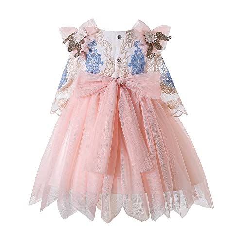 Pettigirl Girls Blue Fashion Floral Embroidery Clothing Kids Cute Tulle Party Tutu Princess Holiday Dresses2