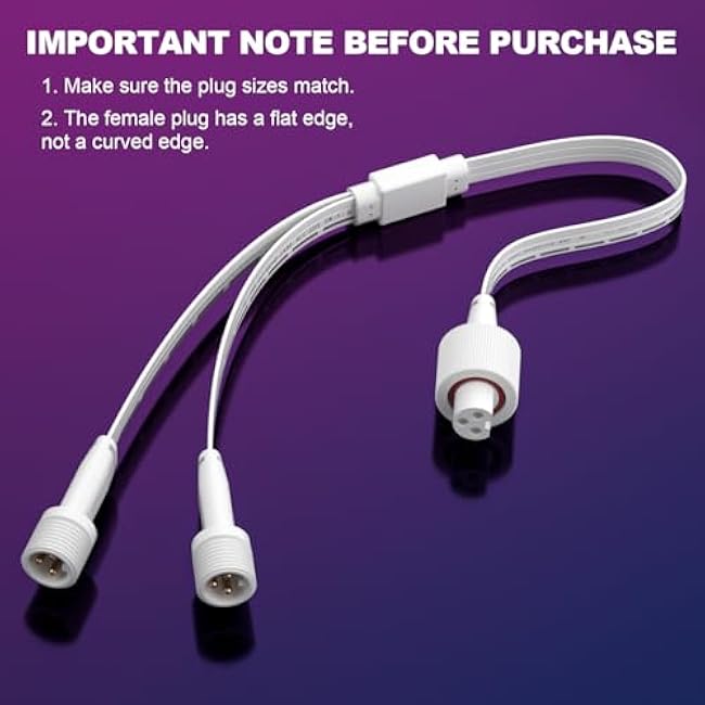 Permanent Outdoor Lights Y-Shaped Extension Cable,IP68 Rated, Compatible with Govee and Other Permanent Outdoor Lighting Systems (Y-Shaped Female-to-Male)