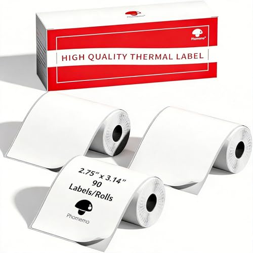 Image of Phomemo Labels- 3 Rolls Thermal Label-M220 /M221 /M2500 /M200 /M260 Thermal Paper 2.75'' x 3.14''(70x80mm)- M220 Labels Multi-Purpose Sticker Label for Logo /Barcode /Stickers /Address Label