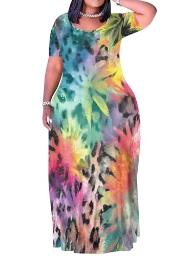 Image of Plus Size Maxi Dresses for Curvy Women T-Shirt Summer Sun Dresses Loose Fit