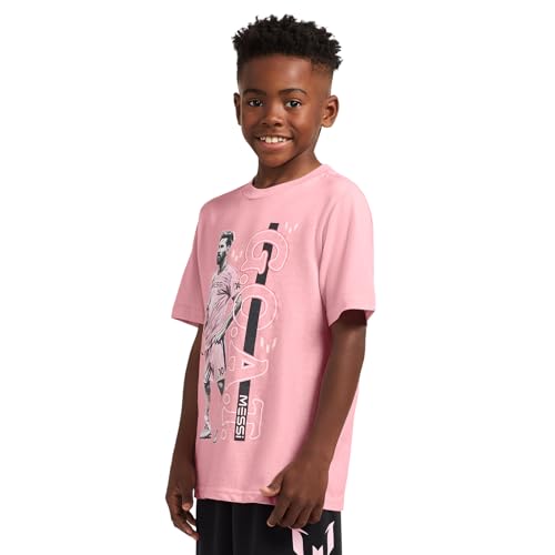 Image of Messi Boys' Lifestyle Short Sleeve T-Shirt, Slim-fit Graphic Tee, Cotton Blend Fabric