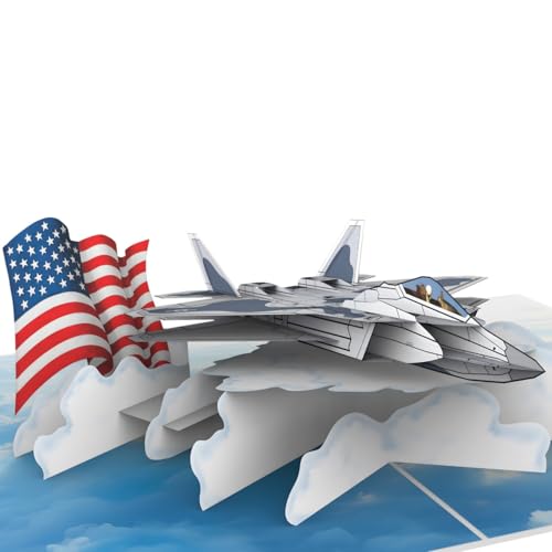 iGifts And Cards Fly with Honor 3D Pop Up Card – U.S. Air Force Fighter Jet with American Flag –...