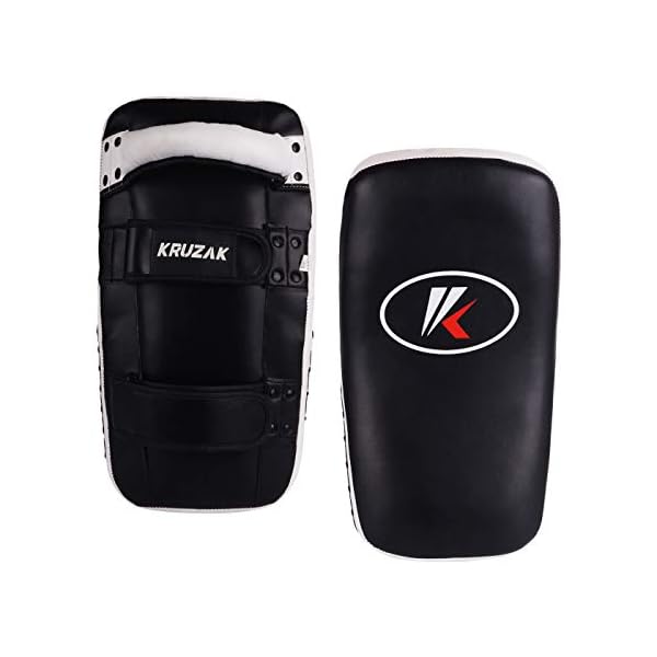 Kruzak-Muay-Thai-Kick-Pad-for-Training-Kicking-Strike-Shield-for-Kickboxing-Martial-Arts-Sparring-Taekwondo-Muay-Thai-MMA-Karate-and-Combat-Sports-Sold-as-Single Kruzak Muay Thai Kick Pad for Training, Kicking Strike Shield for Kickboxing Martial Arts Sparring Taekwondo Muay Thai MMA Karate and Combat Sports (Black/White, Single Pack)