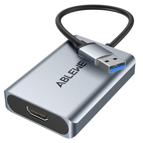 ABLEWE USB zu HDMI Adapter, Upgraded Aluminium HDMI zu USB 3.0 Audio Video Grafik Konverter Kabel f&uuml;r PC Laptop Monitor Projektor TV, 2.0-auf-Adapter Mac OS, Windows 10/8.1/8/7
