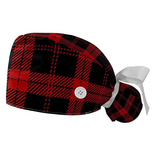 Chapeaux bouffants à carreaux rouges pour cuisiner et travailler à l\'aise