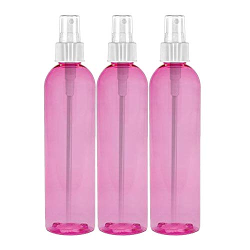 MoYo Natural Labs 8 oz Spray Bottles, Fine Mist Empty Travel Containers, BPA Free PET Plastic for Essential Oils and Liquids/Cosmetics (3 pack, Candy Pink)