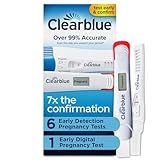 Clearblue Early Pregnancy Test Kit, at-Home Pregnancy Test Kit for Women, hCG Hormone Pregnancy Tests with Easy-to-Read Results, 7 Tests