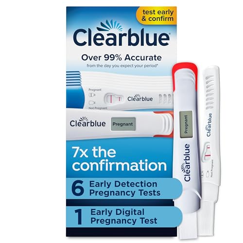 Clearblue Early Pregnancy Test Kit, at-Home Pregnancy Test Kit for Women, hCG Hormone Pregnancy Tests with Easy-to-Read Results, 7 Tests