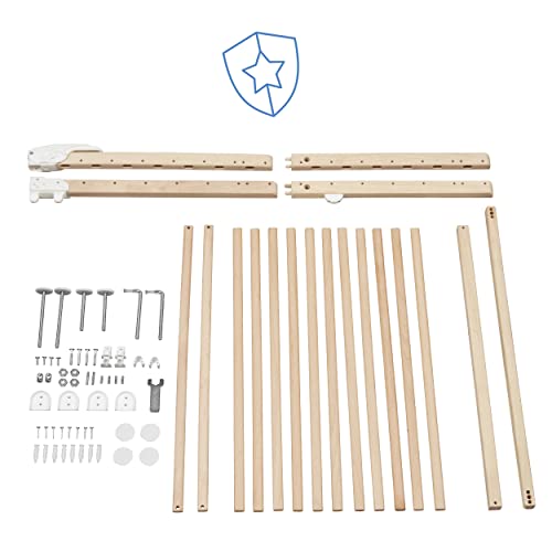 Badabulle Deco Pop, ausziehbares Babygitter aus Holz | 63 bis 106 cm breit | Druck- oder Schraubgitter für Babytüren und Treppengitter