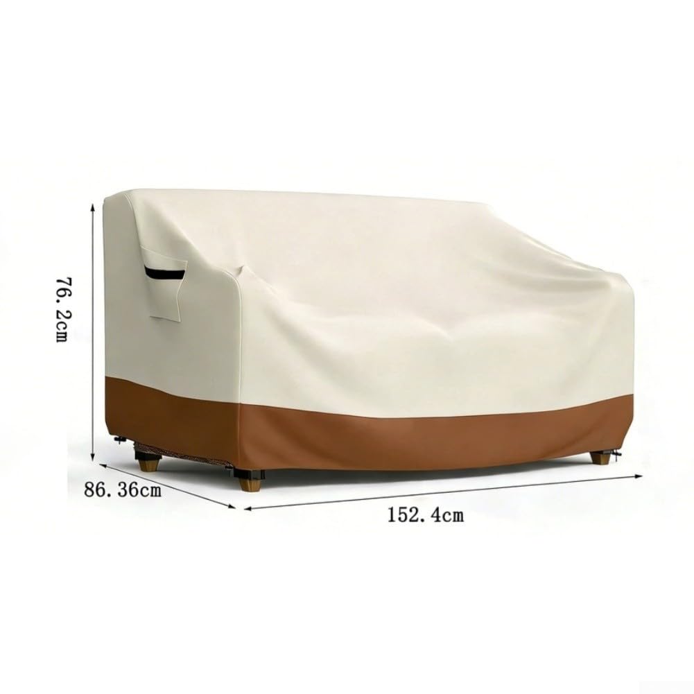 Wasserdichte Gartensofa Abdeckung aus 420D Oxford Gewebe mit Belüftung und Kordelzug für Outdoor Möbel Schutz vor Regen UV Wind für STAUB Beige(198.12 * 83.82 * 81.28cm)